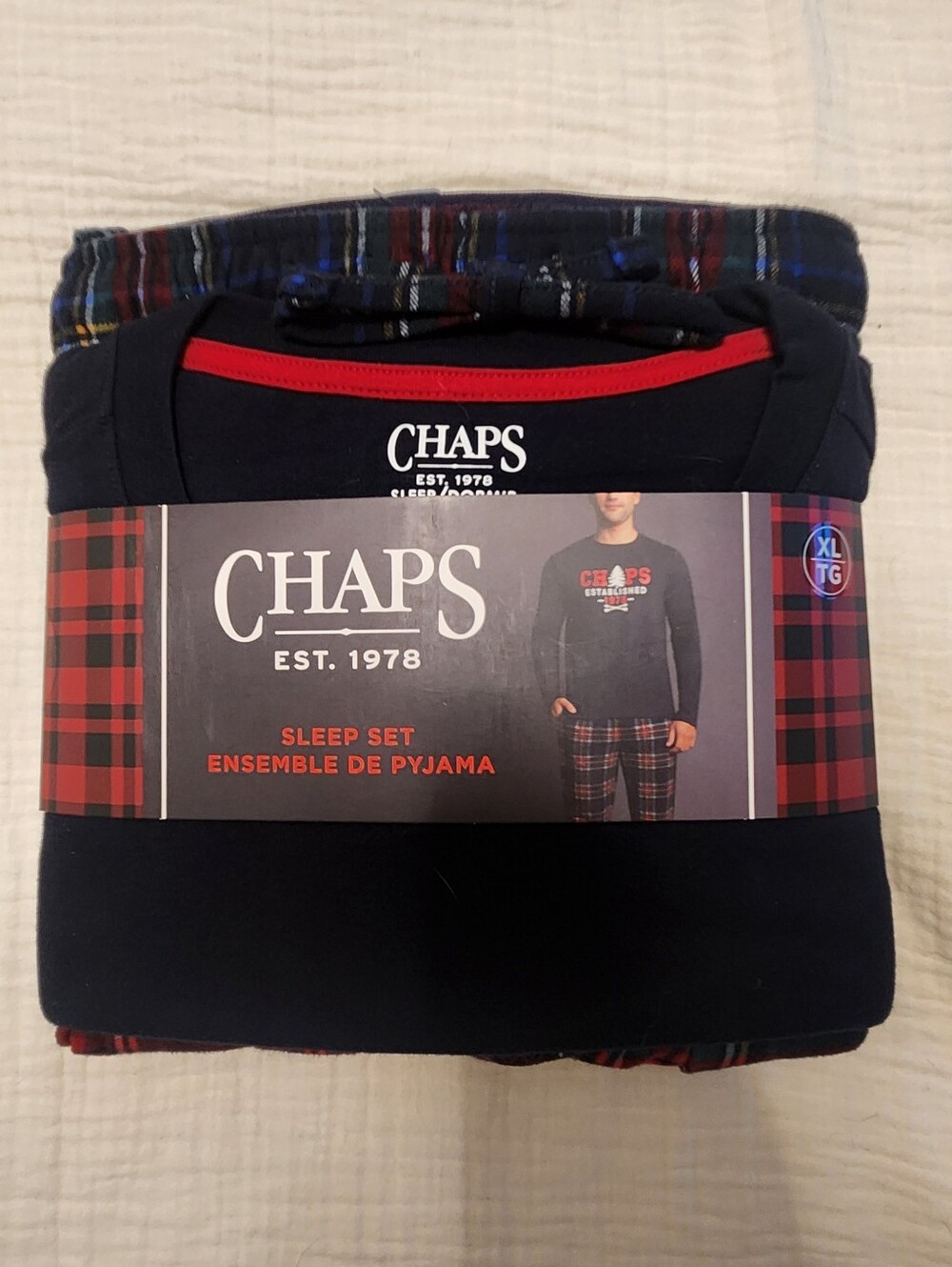 Chaps Navy and Red Plaid Men's Sleep Set
